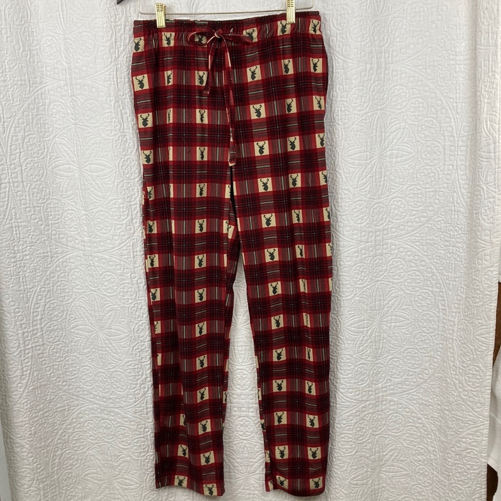 Eddie Bauer Men's Red Plaid Stag Pajama Pants sz Medium